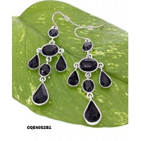 12-pair Crystal Tear Drop Earrings  - Black - ER-CQE4052B1