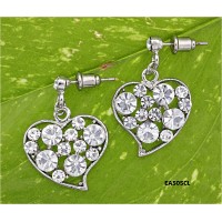 12-pair Crystal Heart Earrings - Clear - ER-EA505CL