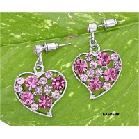 12-pair Crystal Heart Earrings - Pink - ER-EA505PK