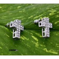 12-pair Cross Rhinetone Earrings - ER-JVSE9371