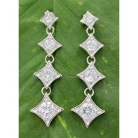 12-pair 925 Sterling Silver Earrings w/ CZ - 4 Diamonds Shape - ER-PER8715CL