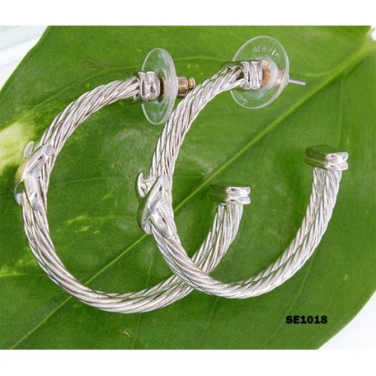 12-pair Double Cable Line Designer Earrings - ER-SE1033SV