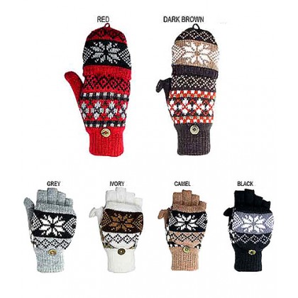 Gloves- 12-pair Knit Convertible Fingerless Gloves - GL-08KG030