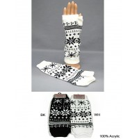 Gloves - 12-pair Fingerless Snow Flack Print Glove - GL-1007