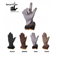 Glove - 12-pair SmartTips Glove - Solid Fabric w/ Rabbit Fur Trim