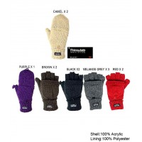 Gloves - 12-pair Knitted Convertible Fingerless - Thinsulate - GL-11kg004