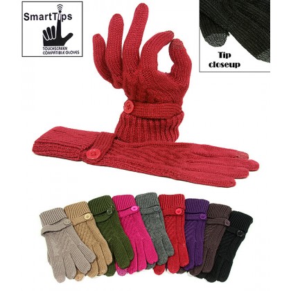 Gloves - 12-pair SmartTips Gloves Knitted w/ Bottomed Wrist Band - GL-11KG026