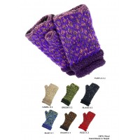 Gloves - 12-pair Knitted Fingerless w/ DBL Rollup Cuff - GL-CH13