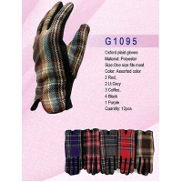 Gloves - 12-pair Oxford Plaid Gloves - GL-G1095