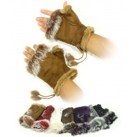 Gloves - 12-pair Fingerless Suede-Like w/ Fur Trim - GL-G2104