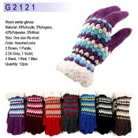 Gloves - 12-pair Knitted w / Fur-Like Trim - GL-G2121