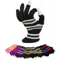 12-pair Assortment Gloves - Striped Knitted Smart Tips Gloves - GL-G212A