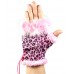 Gloves - 12-pair Fingerless Suede -Like Leopard Print  W/ Fur Trim - GL-G3204A