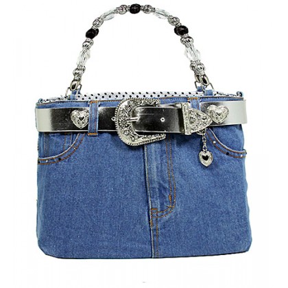 Denim Jean Purse w/ Belt Buckle - BG-BJ119MSV