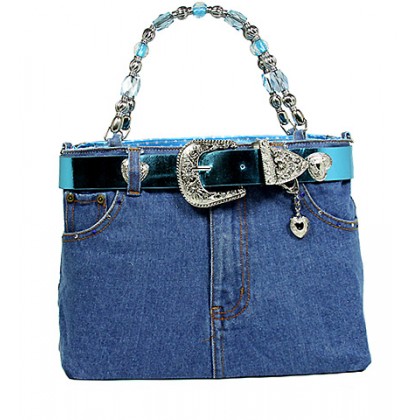 Denim Jean Purse w/ Belt Buckle - BG-BJ119MTQ