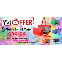 Discount Package: 50% off (5 set) Assortment 2-in-1 Beach Totes - BG-100845-5