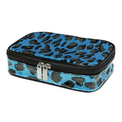 12-pc Set Cosmetic Purse - TQ Blue Leopard - BG-HM00005BL