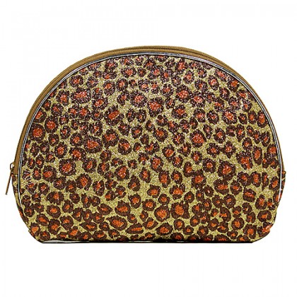 Cosmetic Purse - 12 PCS Glitter Leopard Print - BG-HM00062BR