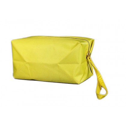 Rectangle Nylon Cosmetic Bags - 12 PCS w/ Wristlet - Yellow - BG-HM1007YL