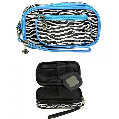 Cosmetic Purse - 12 PCS - Zebra Print - TQ BLUE -BG-Z200TQ