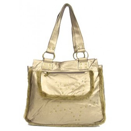 Shearling Handbag w/ Studs - Metallic Gold - BG-1744BZ