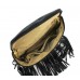 Shoulder/ Messenger Bag Accent With Fringes - Black - BG-FN4153BK