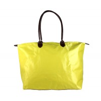 Nylon Large Shopping Tote w/ Leather Like Handles - Lime -BG-HD1293LM