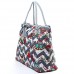 Quilted Cotton Shopping Tote Bag - 12 PCS Owl & Chevron Printed - Grey - BG-OW303GY