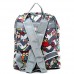 Quilted Cotton Backpack - 12 PCS Owl & Chevron Printed - Grey - BG-OW402GY