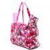 Quilted Cotton Diaper Bag - 12 PCS Owl & Chevron Printed - Pink - BG-OW603PK