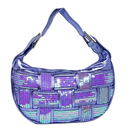 Sequined Bags - Woven Hobo - Purple - BG-91136PL