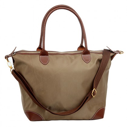 Shopping Tote w/ Detachable Woven Strap - Tan - BG-03-1176