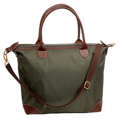 Shopping Tote w/ Detachable Woven Strap - Olive -BG-03-1237