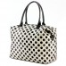 Shopping Tote w/ Polka Dots Print - White - BG-101319W