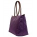 Nylon Large Shopping Tote w/ Leather Like Handles - Purple -BG-HD1293PU