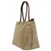 Nylon Large Shopping Tote w/ Leather Like Handles - Taupe -BG-HD1293TP