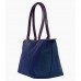 Nylon Small Shopping Tote w/ Leather Like Handles - Navy - BG-HD1361NV