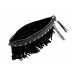 Shoulder/ Clutch Bags - Accent w/ Metal Studs & Fringes - Black - BG-15-725BK