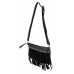 Shoulder/ Clutch Bags - Accent w/ Metal Studs & Fringes - Black - BG-15-725BK