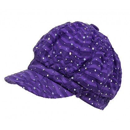 Newsboy Hats – 12 PCS W/ Beads - Purple - HT-5765PL