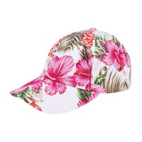 Baseball Cap – 12 PCS Tropical Flower Print – Cotton - Pink - HT-7655G-PK
