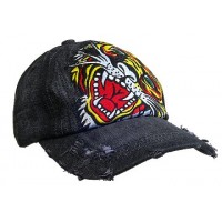 Embroidery Tattoo Cap – 12 PCS Tiger (Washed Cotton) - Black - HT-BST100BK