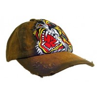 Embroidery Tattoo Cap – 12 PCS Tiger (Washed Cotton) - Brown - HT-BST100BN