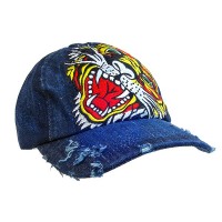 Embroidery Tattoo Cap – 12 PCS Tiger (Washed Cotton) - Denim- HT-BST100DN