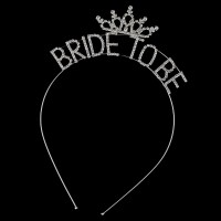 Headband - 12 PCS "Bride To Be" Tiara Rhinestones Headband - HB-71191CR-S
