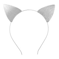 Headband - 12 PCS Textured Brushed Kitty Ears Metal Headband - HB-71598-S