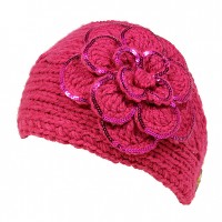 Headwraps / Neck Warmer – 12 PCS Crochet w/ Sequined Trim - Hot Pink Color - HB-35-HPK
