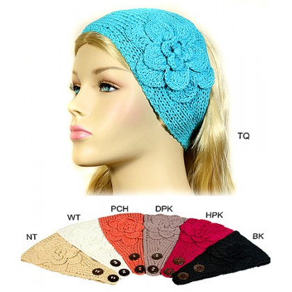 Headwraps / Neck Warmer – 12 PCS Cotton w/ Flower - HB-ANGEL-11