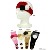 Headwraps / Neck Warmer – 12 PCS Knitted Cotton w/3 Flower- HB-ANGEL-43