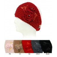 Headwraps / Neck Warmer – 12 PCS Crochet Double Bows w/ Acrylic Bead - HB-ANGEL303